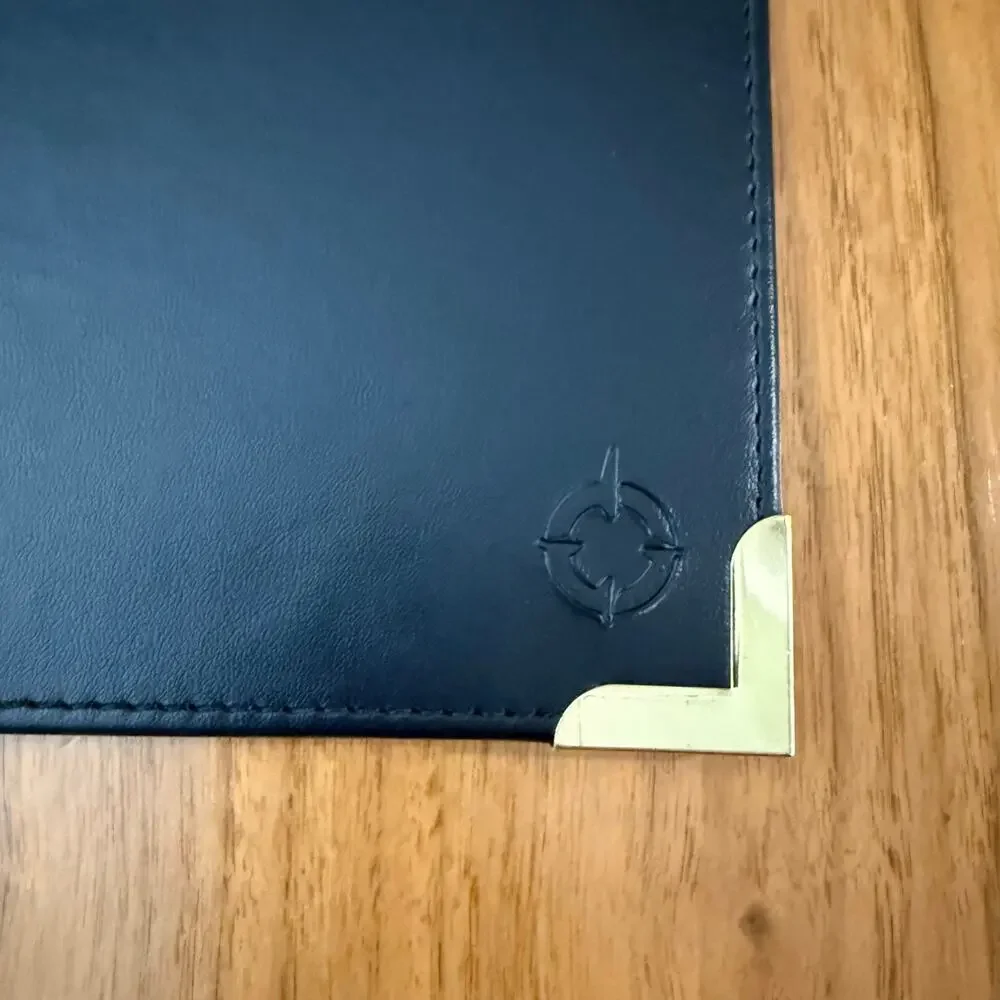 Vintage Franklin Covey Small Padfolio Brass Corners Black Planner 9 x 6.5 in